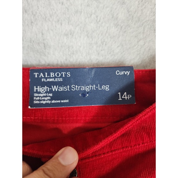 NWT Talbots Women's Red Corduroy High Waisted Straight Leg Pants Size 14P - Picture 9 of 15